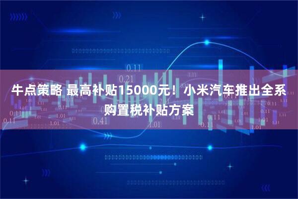 牛点策略 最高补贴15000元!小米汽车推出全系购置税补贴方案